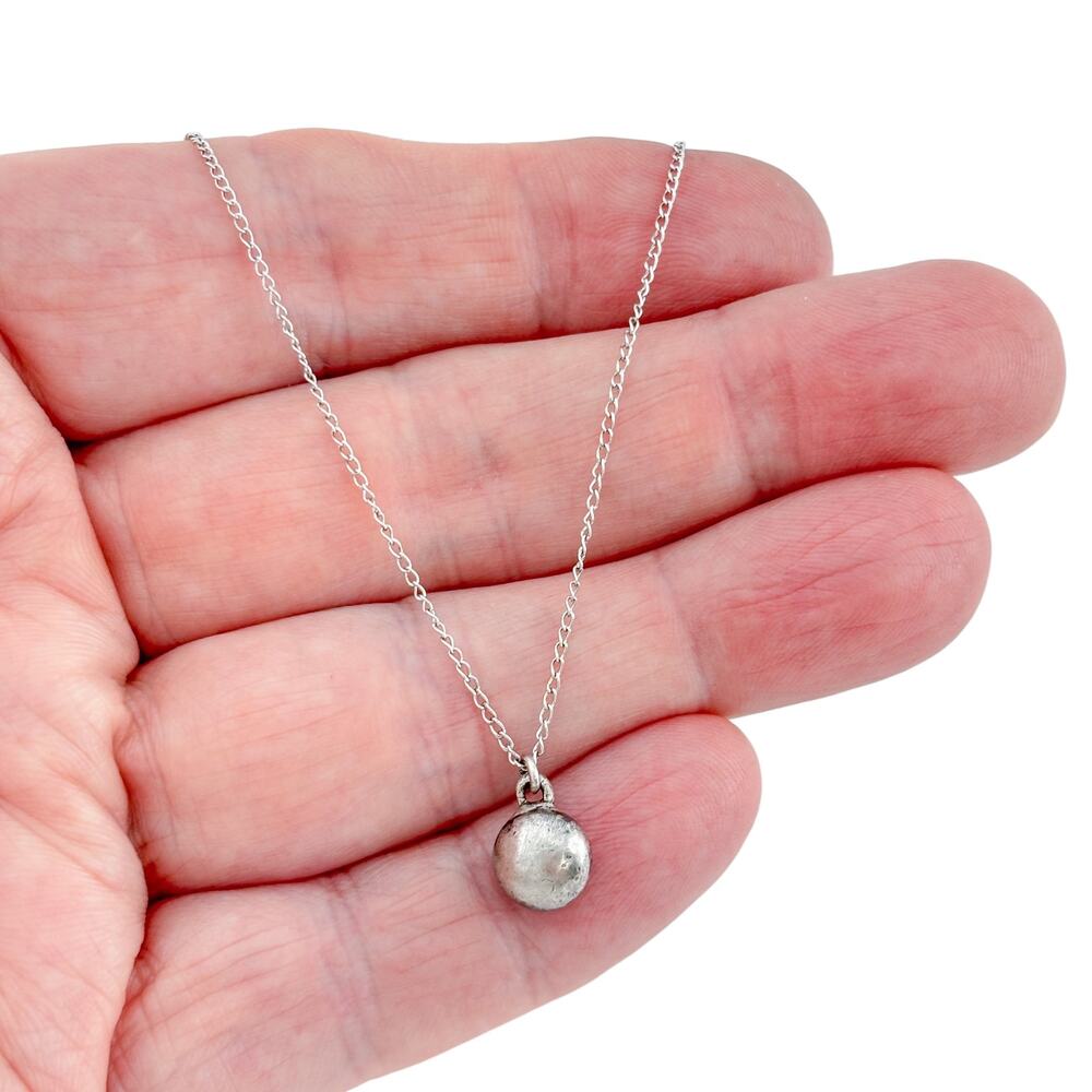 Vintage Sterling Silver 925 Ball Pendant Necklace 17.5"